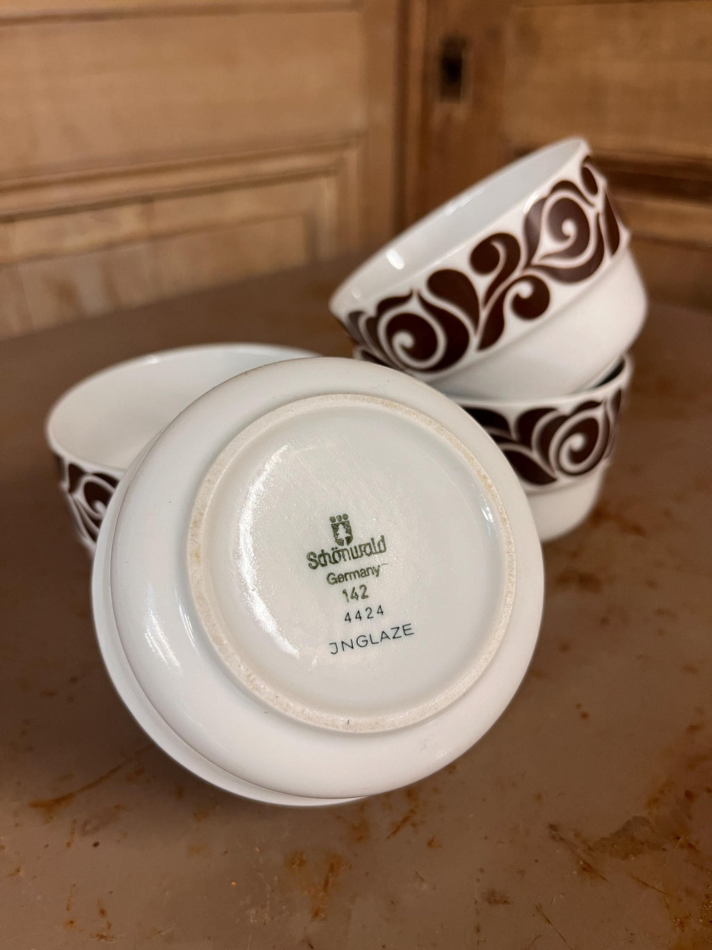 Set of 4 Vintage Numbered Cups – SCHÖNWALD German Porcelain –