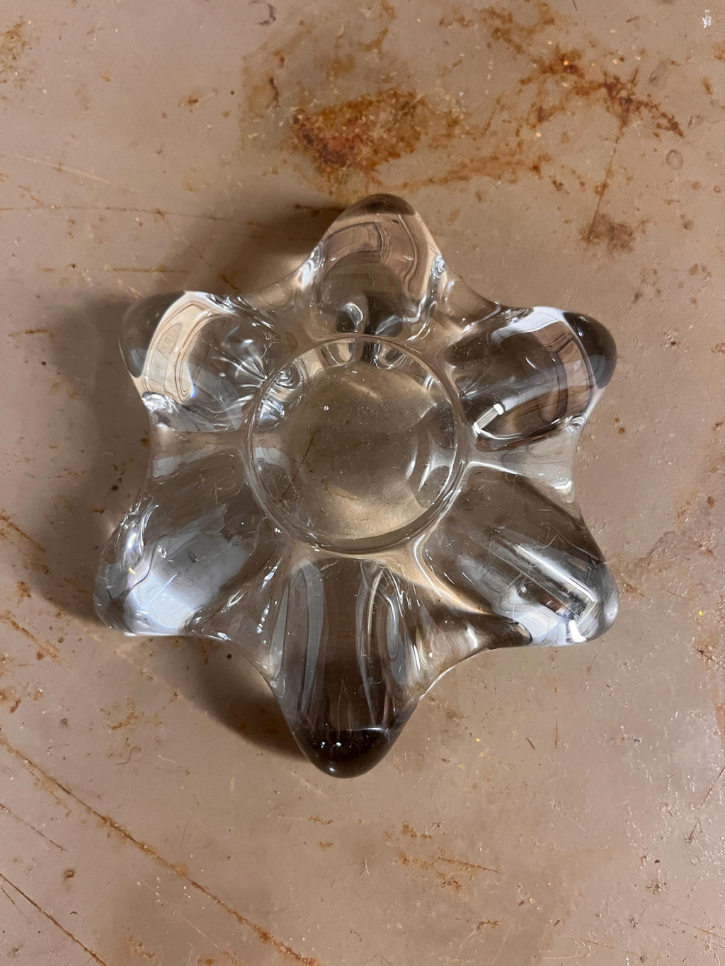 Cendrier Vide-Poches Étoile en Verre Massif – Forme Sculpturale – Années 70