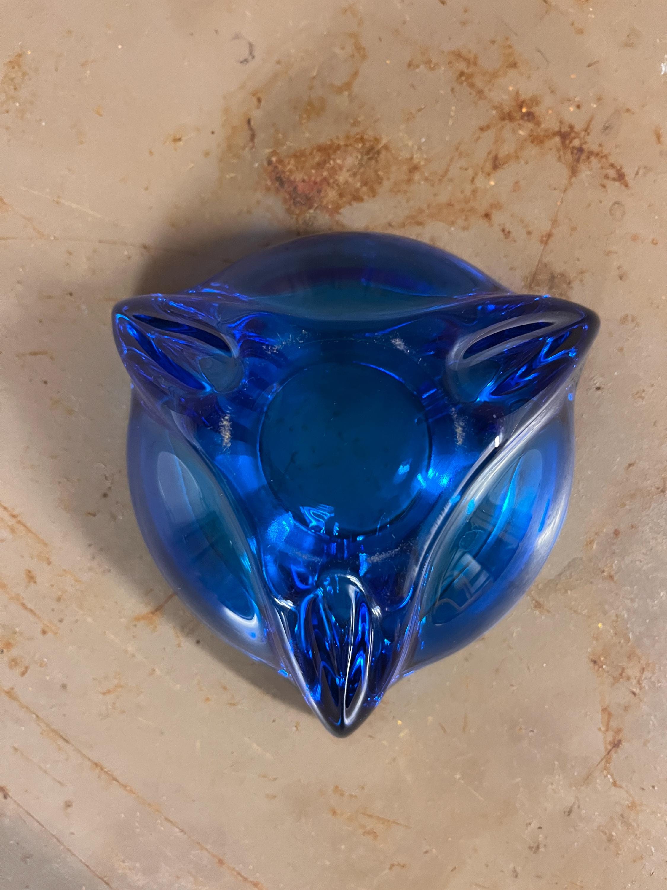 Cendrier Vide-Poches Vintage en Verre de Murano – Bleu Cobalt Électrique – Italie 60/70