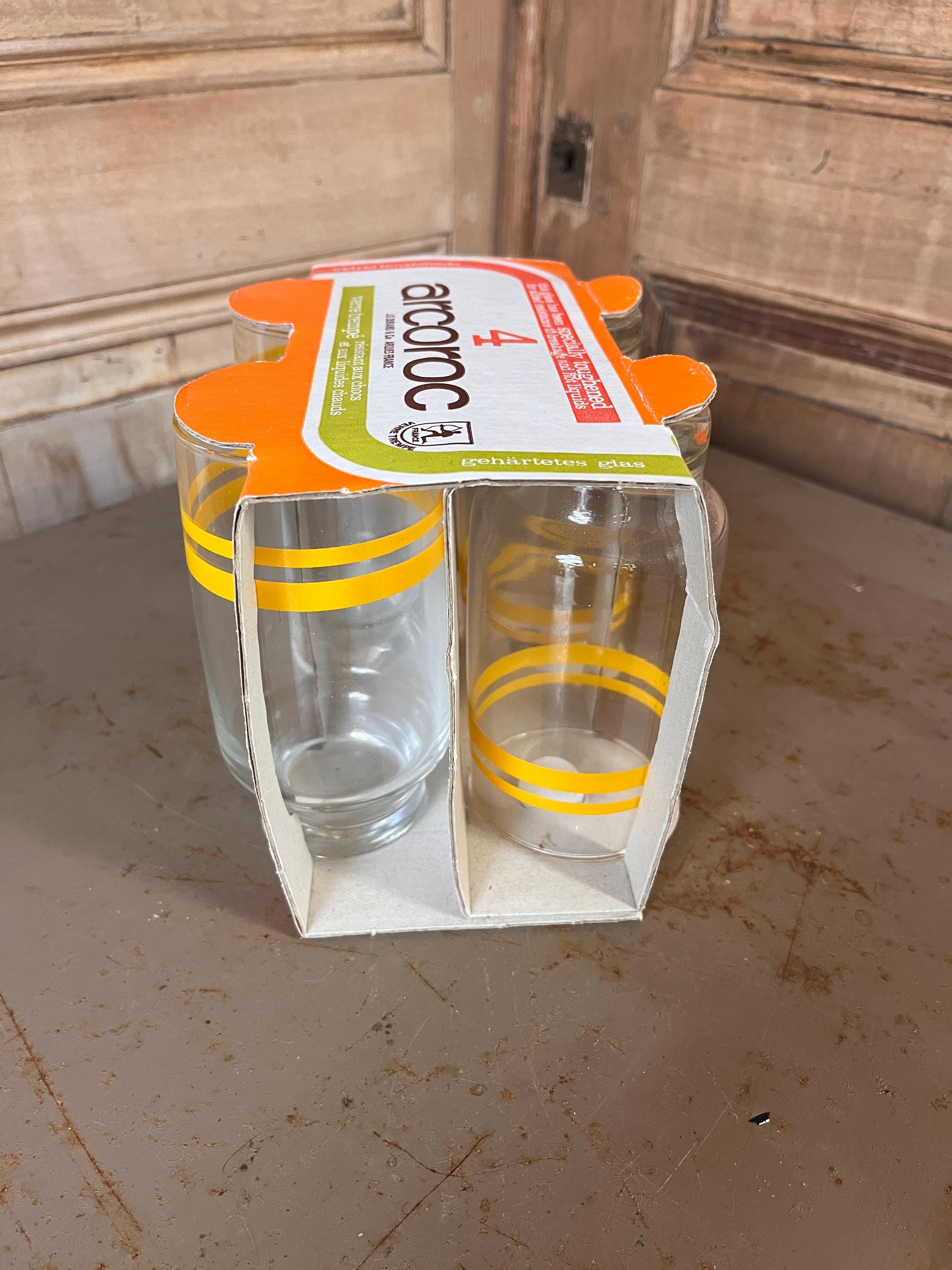 Set de 4 Grands Verres Vintage ARCOROC "Tivoli" Neufs d'Époque (NOS) – 33 cl – En Boîte