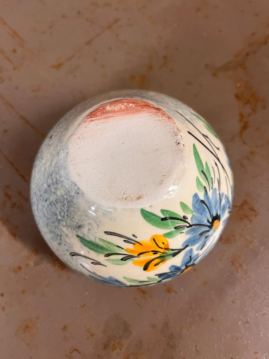Cendrier Vide-Poches Artisanal en Céramique – Décor Fleuri Peint à la Main – Esprit Folk Art
